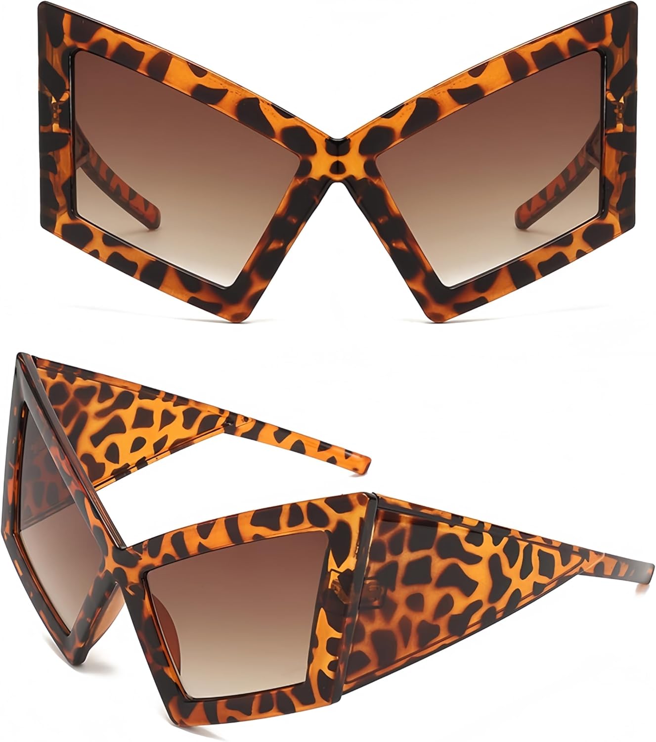 

Ретро-солнцезащитные очки в стиле Y2K с леопардовым принтом, увеличенные, геометрические, «кошачий глаз», с защитой от УФ-излучения UV400, для женщин и мужчин, 6 цветов Generic, Leopard Print Color