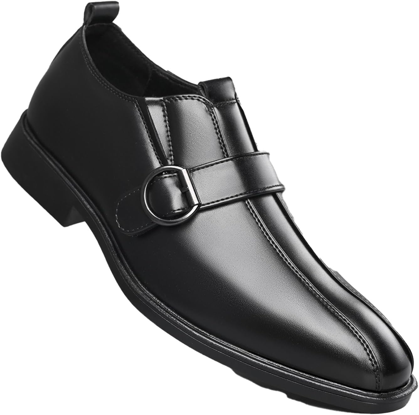 

Мужские ретро-лоферы на ремешке и пряжке, удобные, с заостренным носком, низким каблуком, из полированной кожи, формальные туфли под смокинг, модные бизнес-туфли оксфорды для официальных событий, деловых встреч и свадеб Qwuieoin, черный