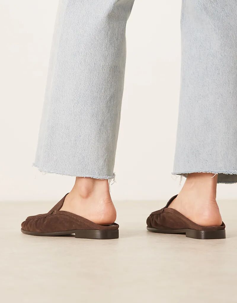 Мюли-лоферы премиум-класса ASOS DESIGN Mellow из замши шоколадного цвета — фото 4