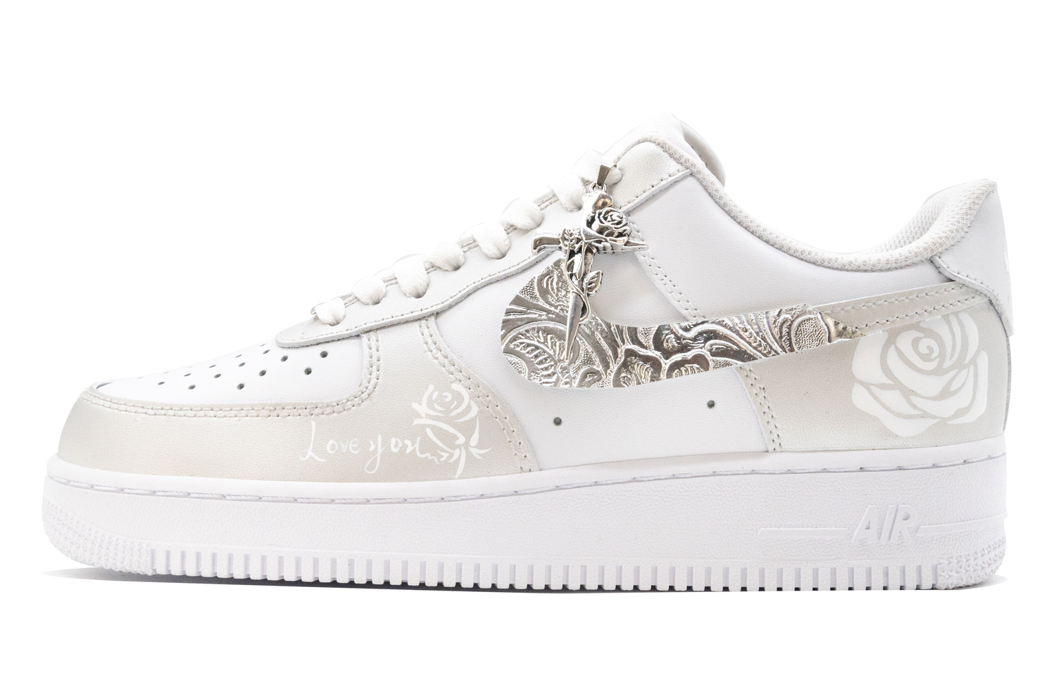 

Air Force 1 нескользящие износостойкие низкие скейтерские кроссовки unisex silver Nike, серебряный