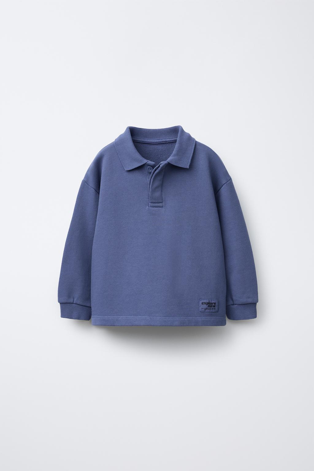 

Рубашка поло толстовка с этикеткой ZARA, цвет Bluish