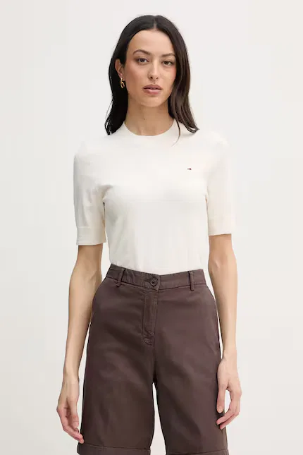 Футболка с коротким рукавом трикотажная Tommy Hilfiger, бежевый