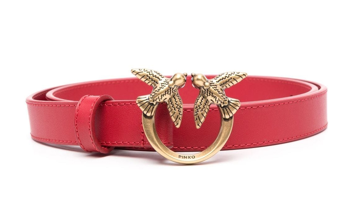 

Ремень тонкий кожаный Love Birds PINKO, red