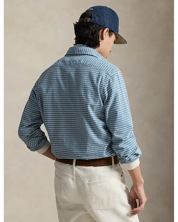 Классическая рабочая рубашка оксфорд, окрашенная индиго. Polo Ralph Lauren, Blue/Cream — фото 3