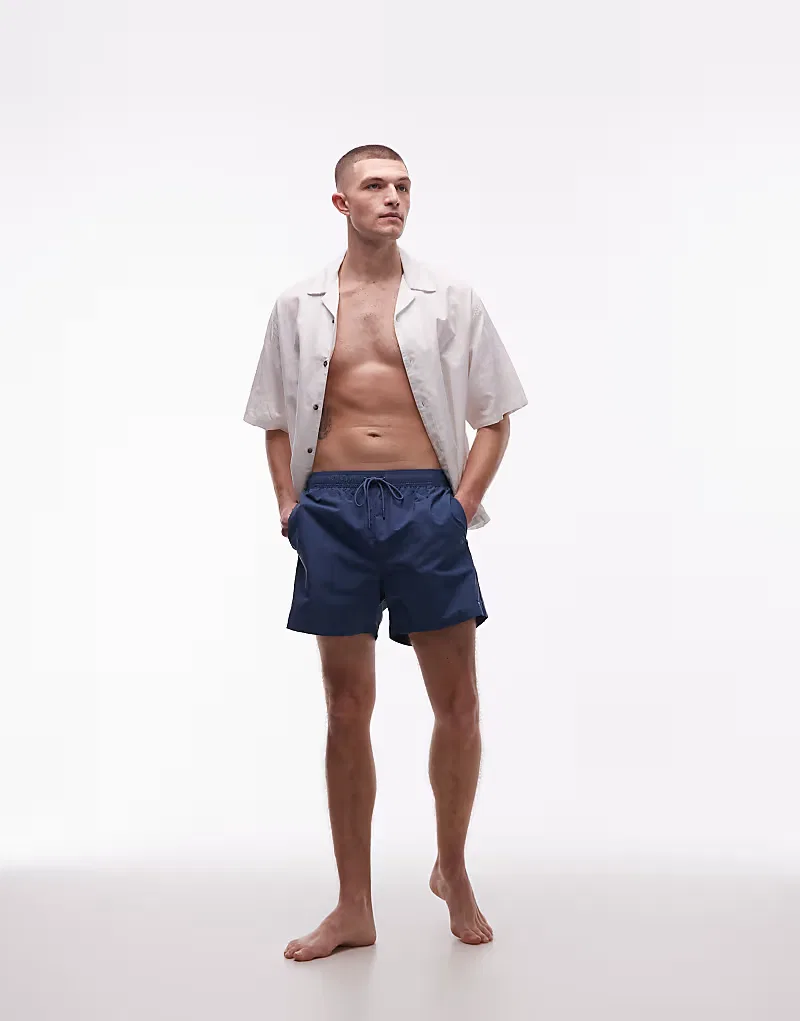 Плавки-шорты Tommy Hilfiger на завязках с логотипом по бокам, синий — фото 2