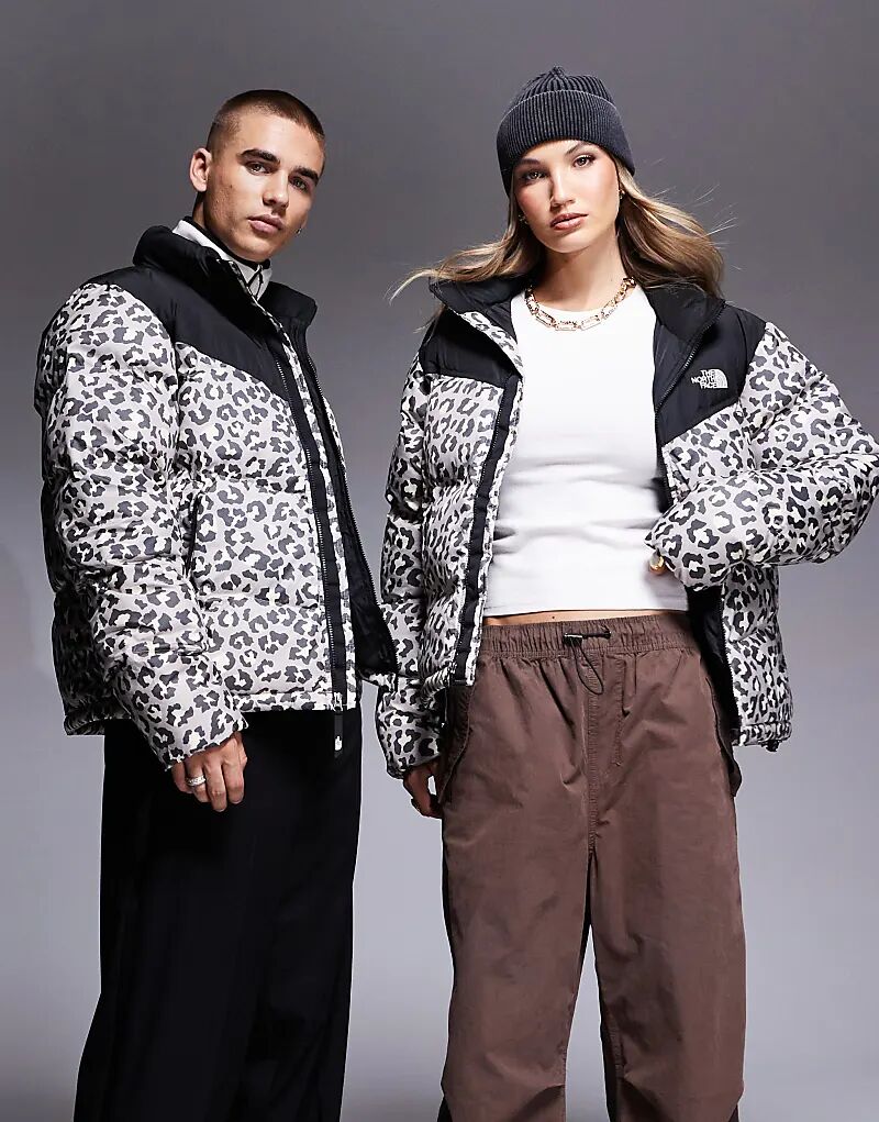 

Пуховик Saikuru с логотипом серого цвета с леопардовым принтом The North Face