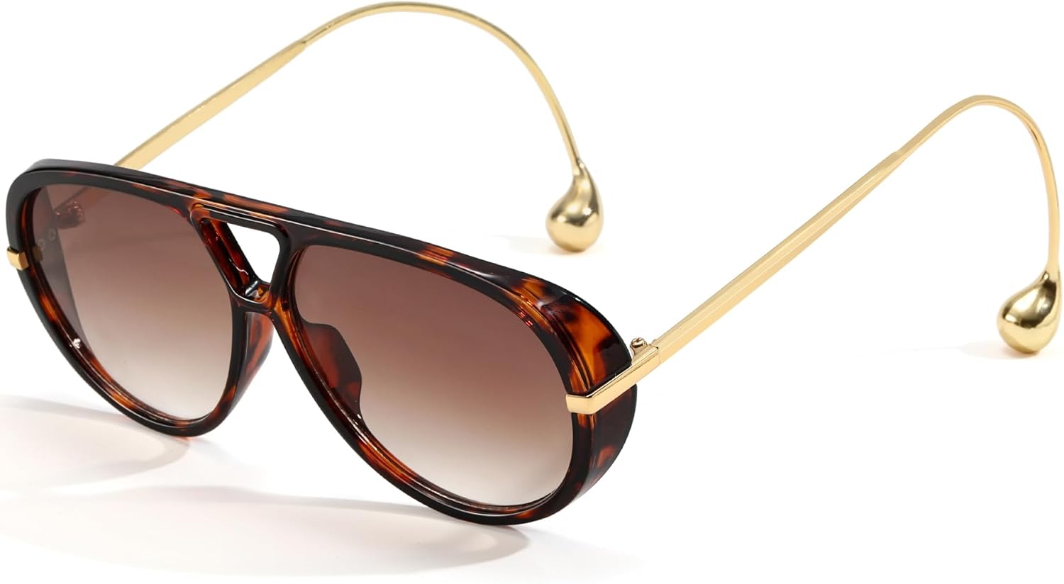 

Модные солнцезащитные очки-авиаторы большого размера для женщин и мужчин, ретро-очки, большие круглые солнцезащитные очки в винтажном стиле CS012 Cesunies, Tortoise Frame/Gradient Brown Lens