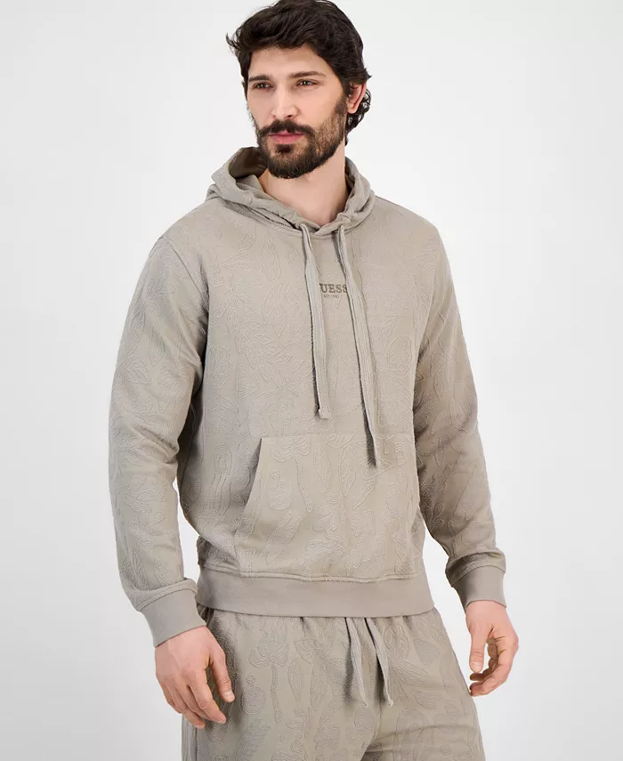 

Мужская худи Regular-Fit с фактурным ботаническим жаккардом GUESS, серый