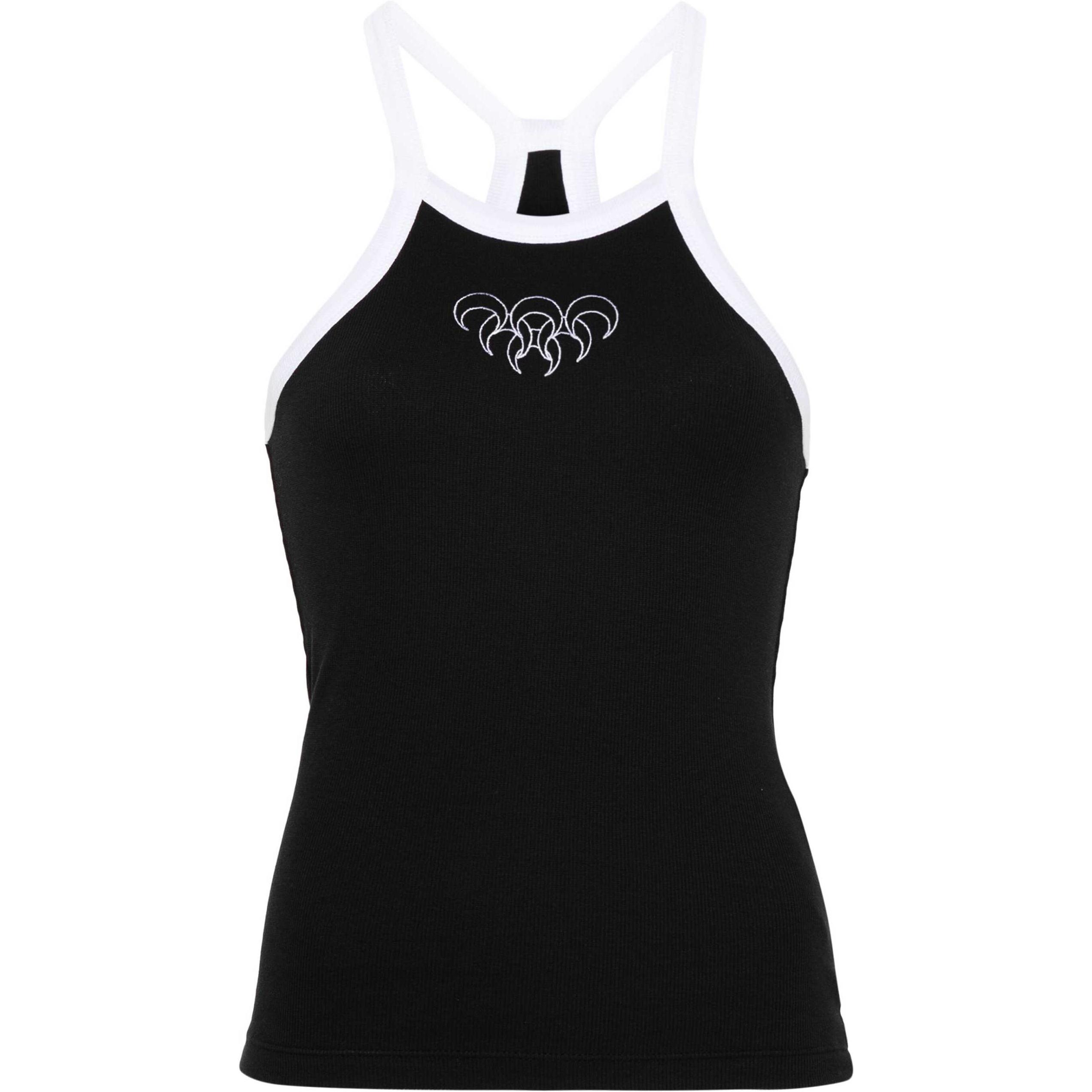 

Чёрный рифлёный топ с вышивкой в виде полумесяца Marine Serre