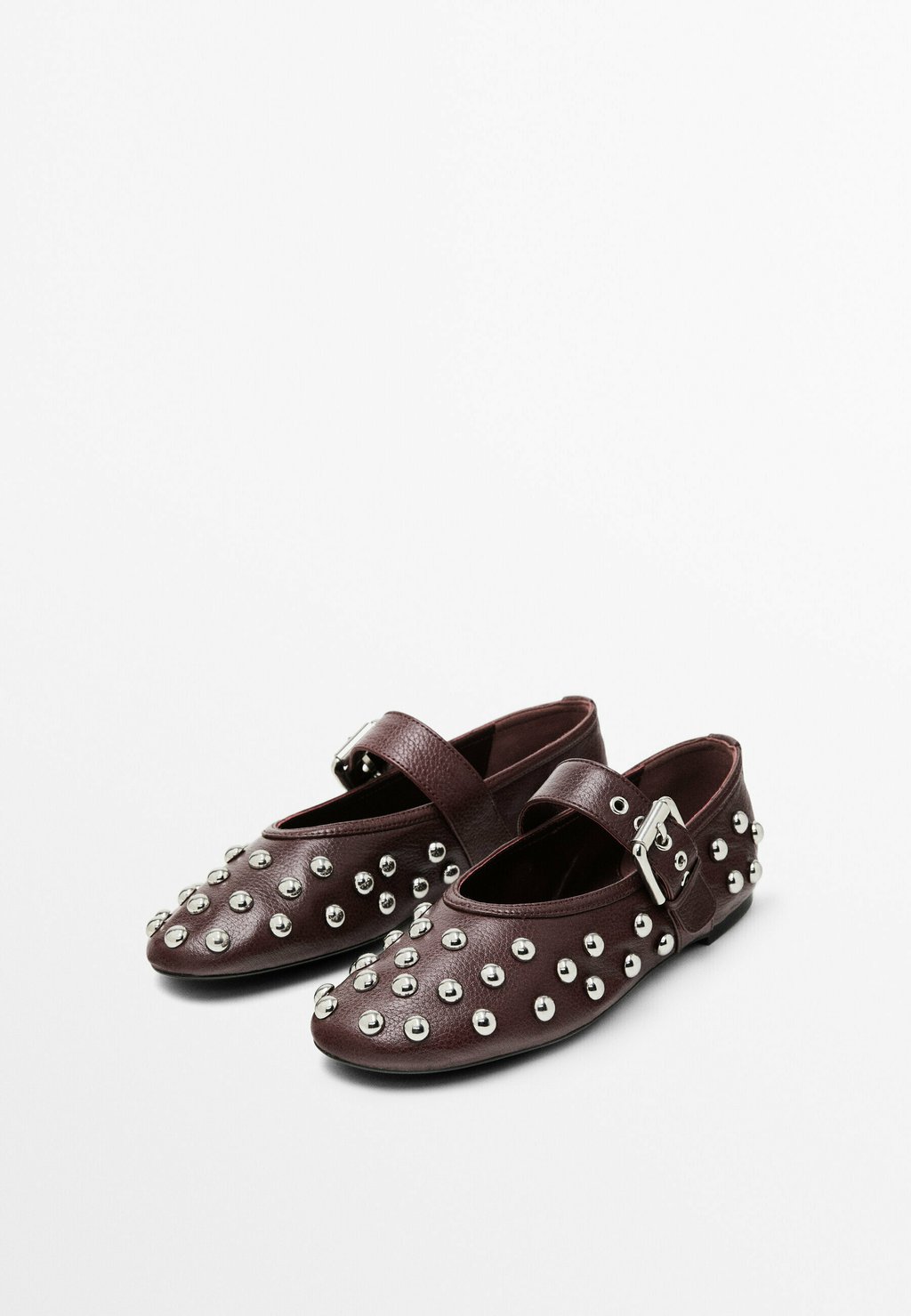 Балетки с ремешком на щиколотке FLATS WITH STUDDED BUCKLES Massimo Dutti, лиловый — фото 2