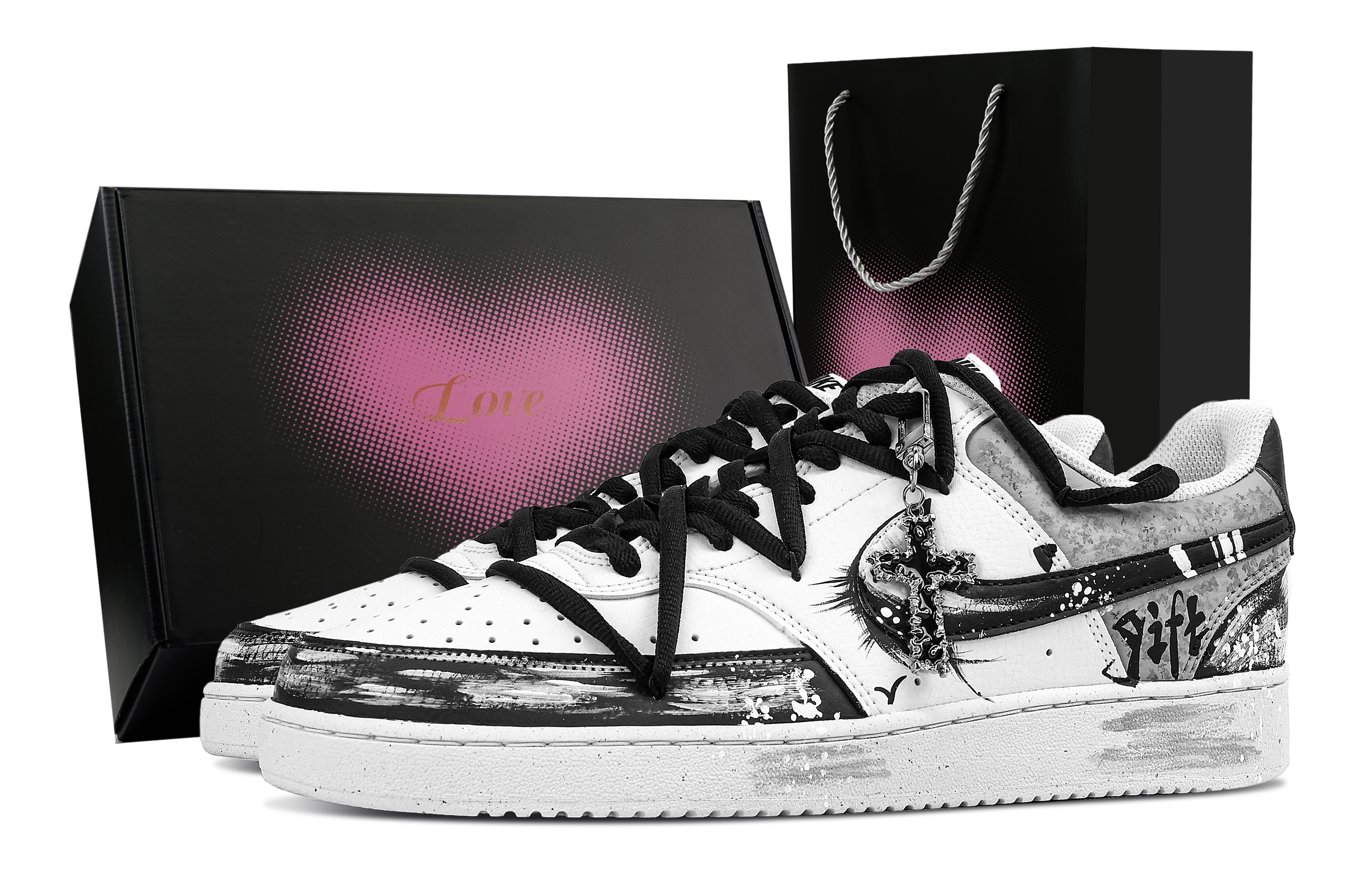 

Nike Кроссовки Court Vision 1 с низким верхом, противоскользящие, износостойкие, мужские, черно-белые