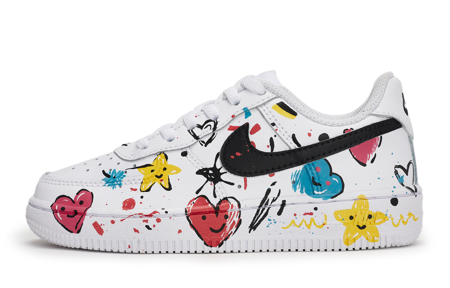 

Nike Кроссовки для скейтбординга Air Force 1 LE Anti Slip Wear Resistant низкие черные белые красные желтые синие детские