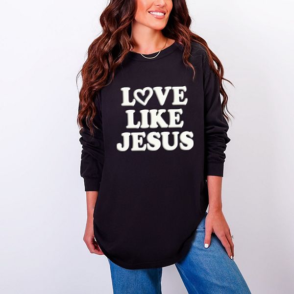 

Футболка Love like Jesus Heart Bold Puff с длинным рукавом, окрашенная в стиле garment dyed Simply Sage Market, Black