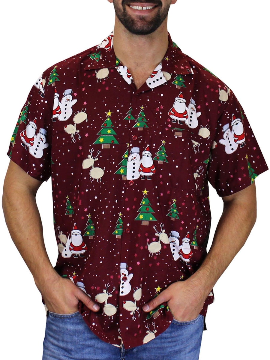 

Рубашка на пуговицах классического кроя King Kameha Christmas Buddies, красный