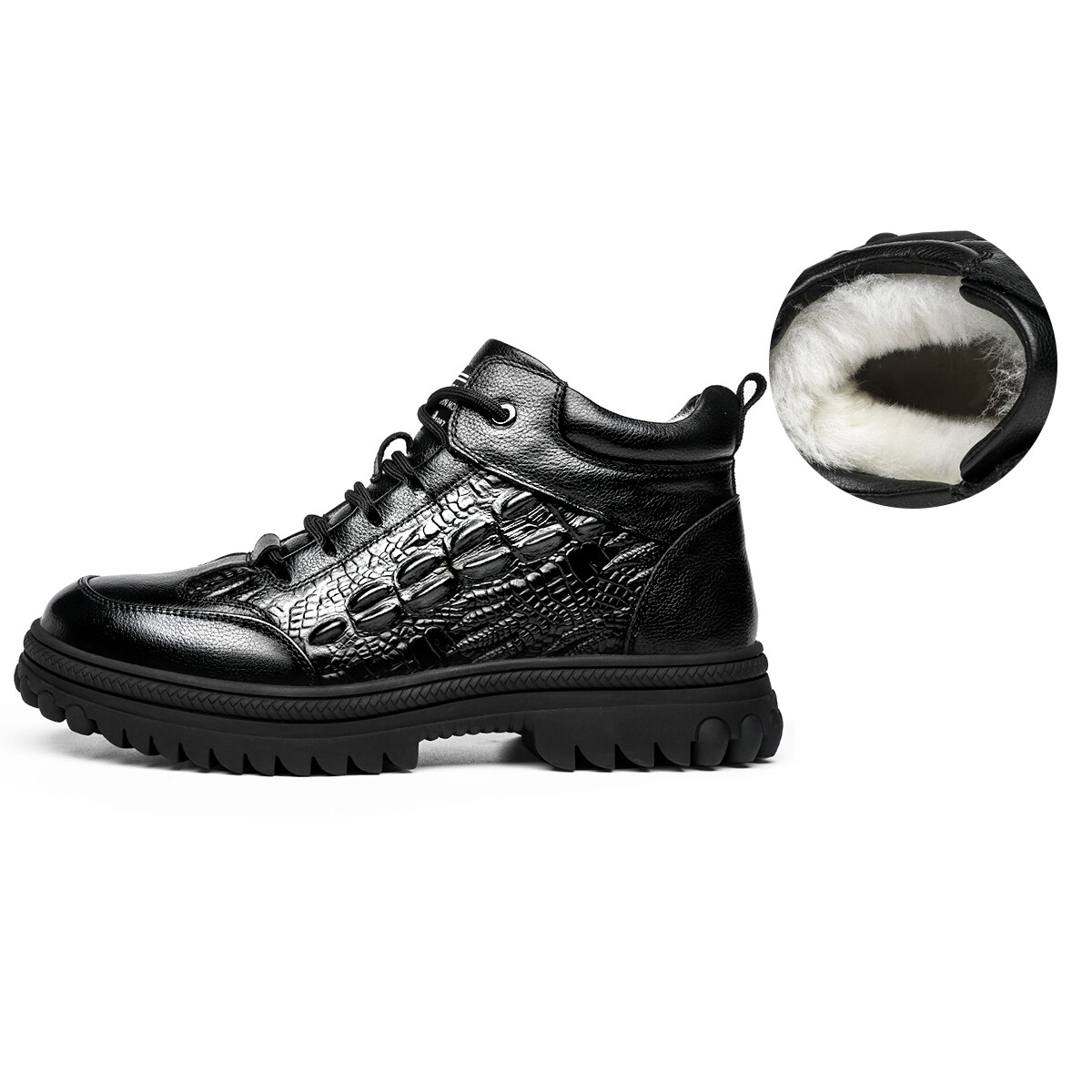 

Зимние ботинки мужские Fapai, цвет Black wool version