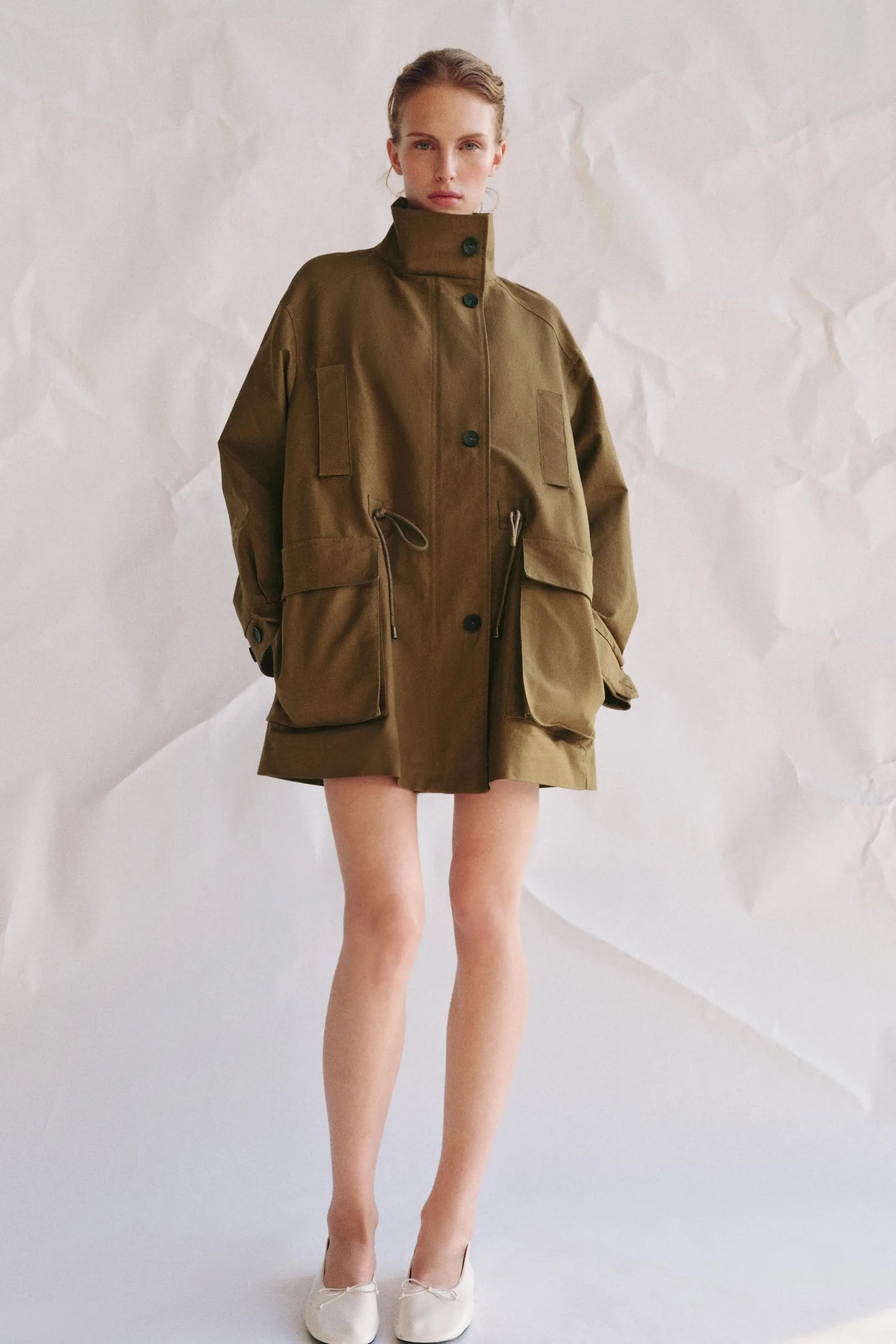 Парка Zw Collection Zara Oversize, светло-бежевый