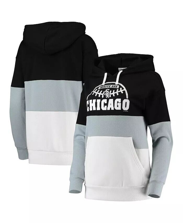 

Женский черно-серый пуловер с капюшоном Chicago White Sox Block and Tackle Colorblock G-Iii Sports By Carl Banks