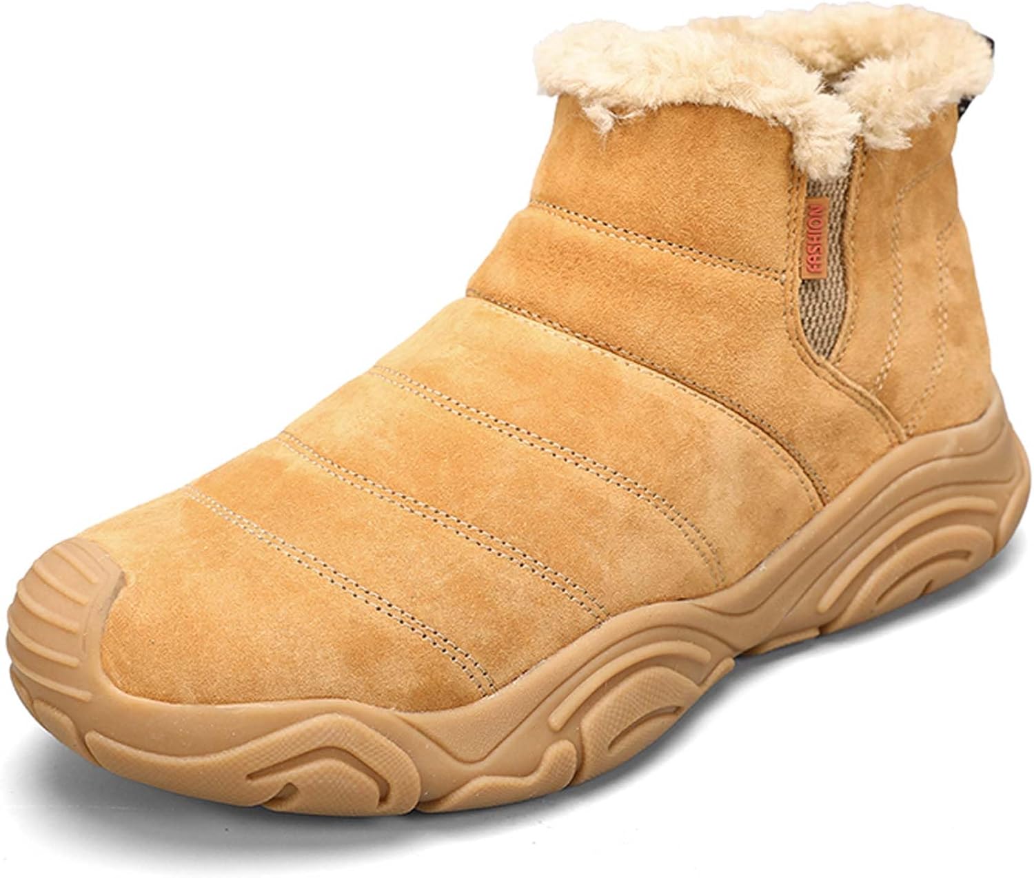 

Мужские зимние ботинки с меховой подкладкой, водонепроницаемые, теплые, на щиколотку, противоскользящие, для прогулок на улице, хлопковые Generic, желтый