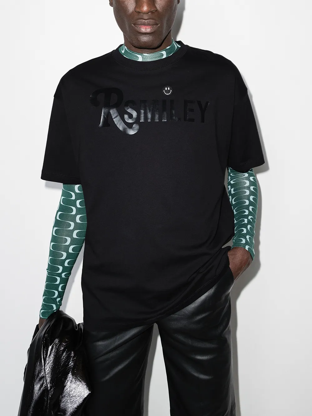 Футболка с надписью из коллаборации с Smiley Raf Simons, черный — фото 2