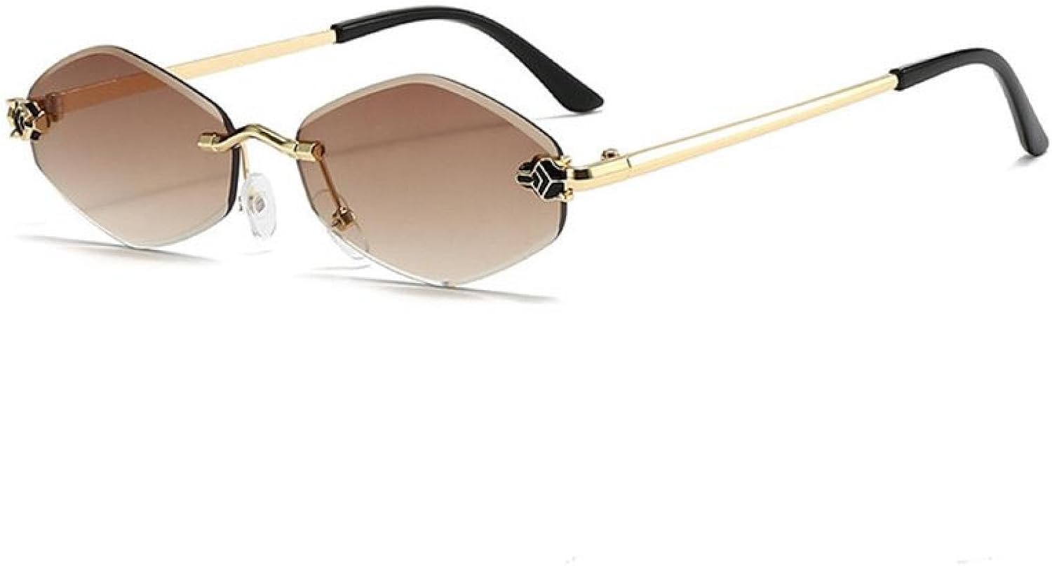 

Сексуальные солнцезащитные очки в стиле панк с шестиугольной оправой и безрамочным дизайном для женщин, роскошные, с ромбовидным оправой, защита от УФ-излучения UV400 TVTBBVV, C2gradientbrown