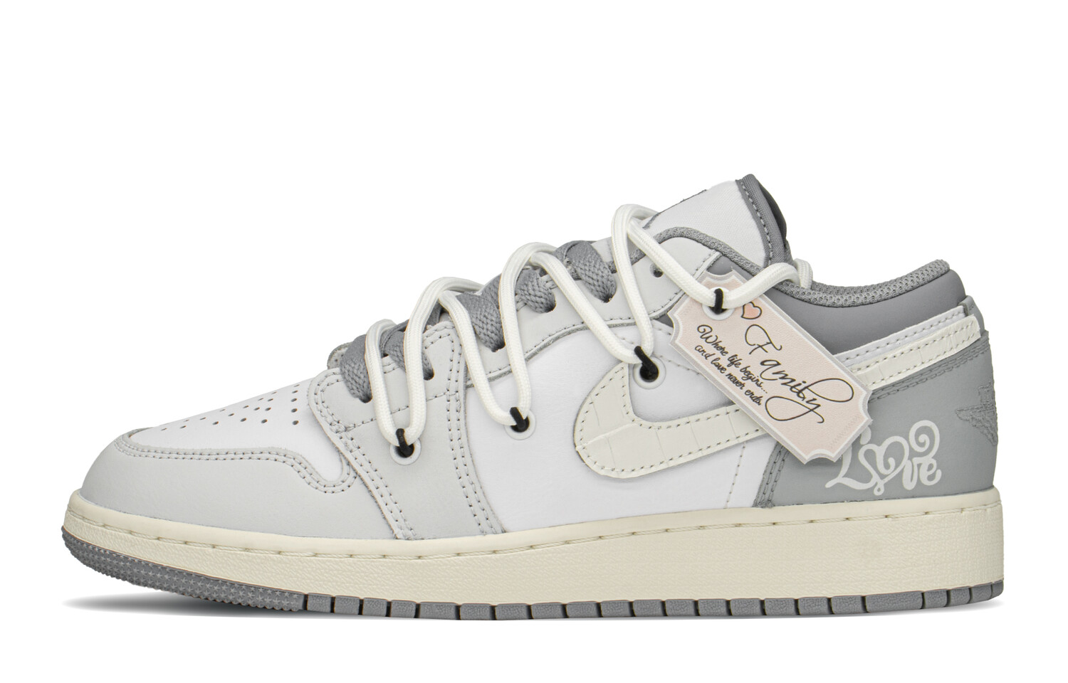Кроссовки Air Jordan 1 Vintage Basketball Shoes Women's Low-Top Gray White