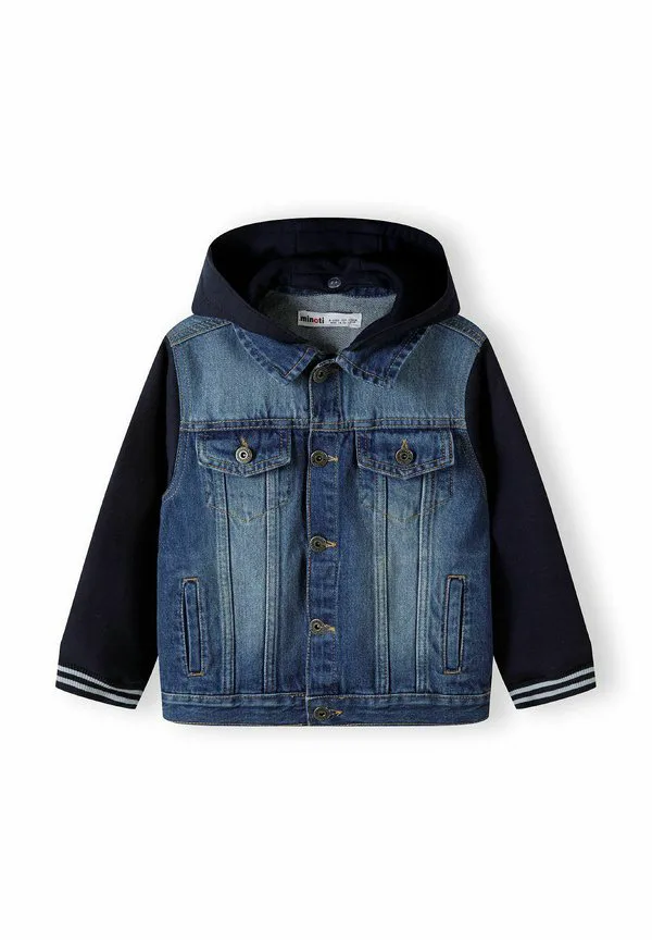 Джинсовая куртка с флисовым капюшоном и рукавами Minoti, Blue Denim — фото 2