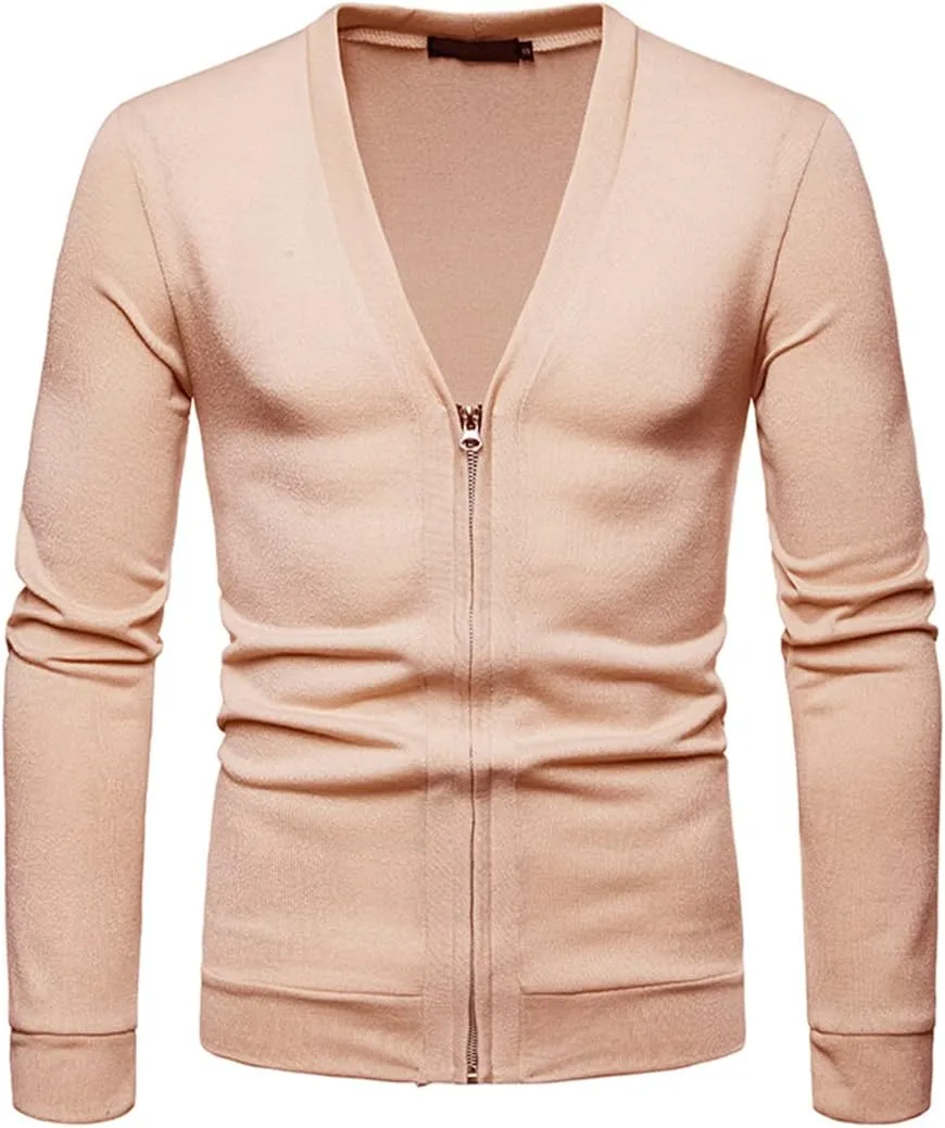 

Тонкий модный свитер-кардиган для мужчин slim fit с молнией Gienergy