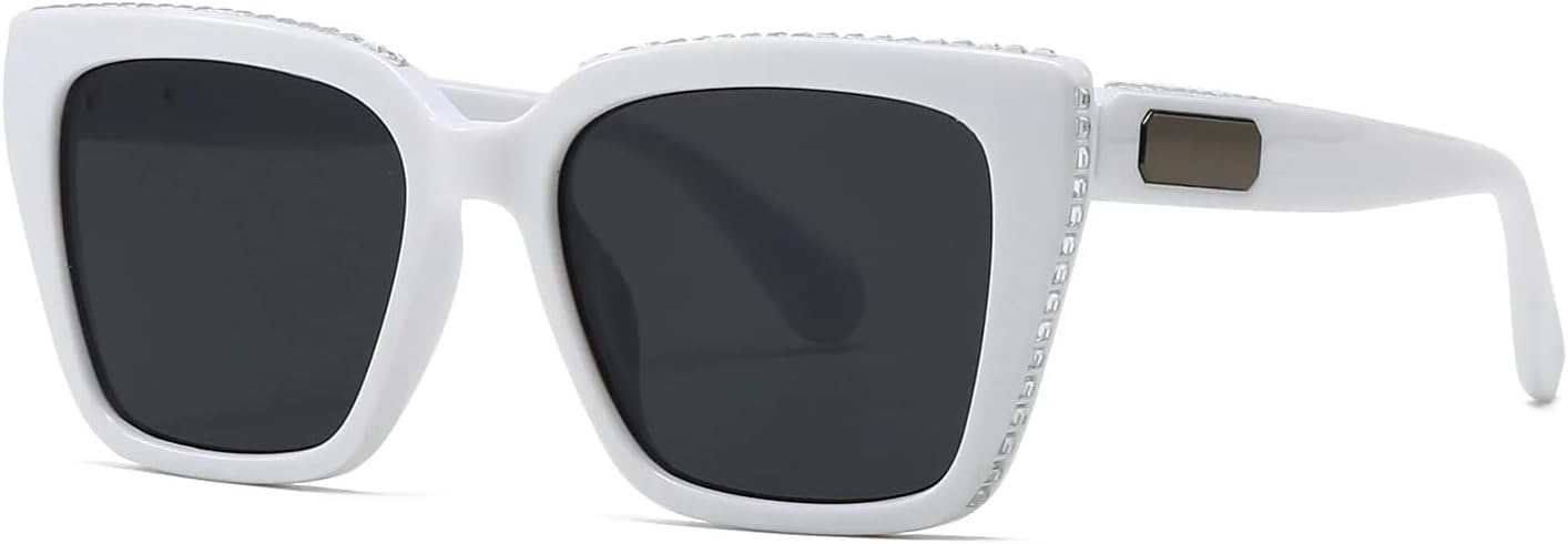 

Роскошные солнцезащитные очки для женщин и мужчин, модные винтажные солнцезащитные очки в стиле панк, с защитой от УФ-излучения UV400 и кристальными линзами SZVVBKK, White Black