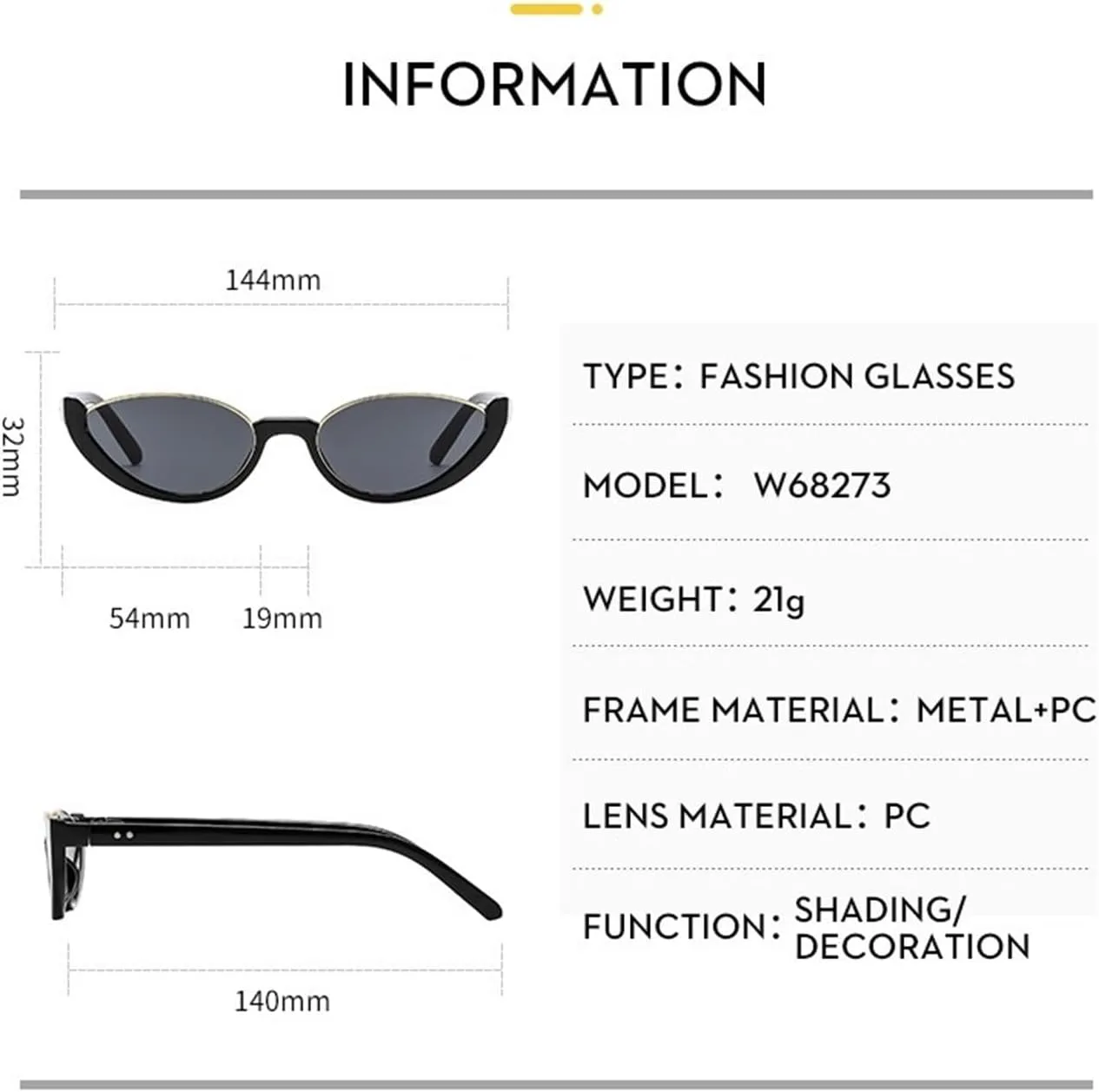 

Женские солнцезащитные очки в полуободковой оправе для отдыха на природе, поездок на работу и для активного отдыха. Декоративные солнцезащитные очки generic, Black