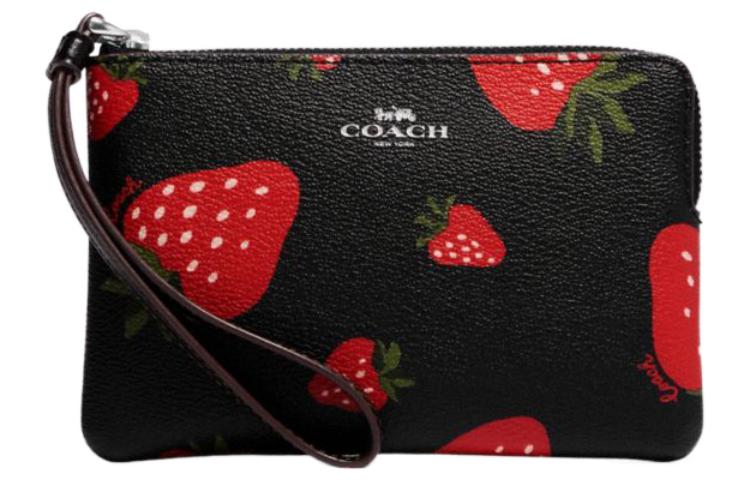 

Кошелек-клатч из кожи Coach черный маленький с угловой молнией