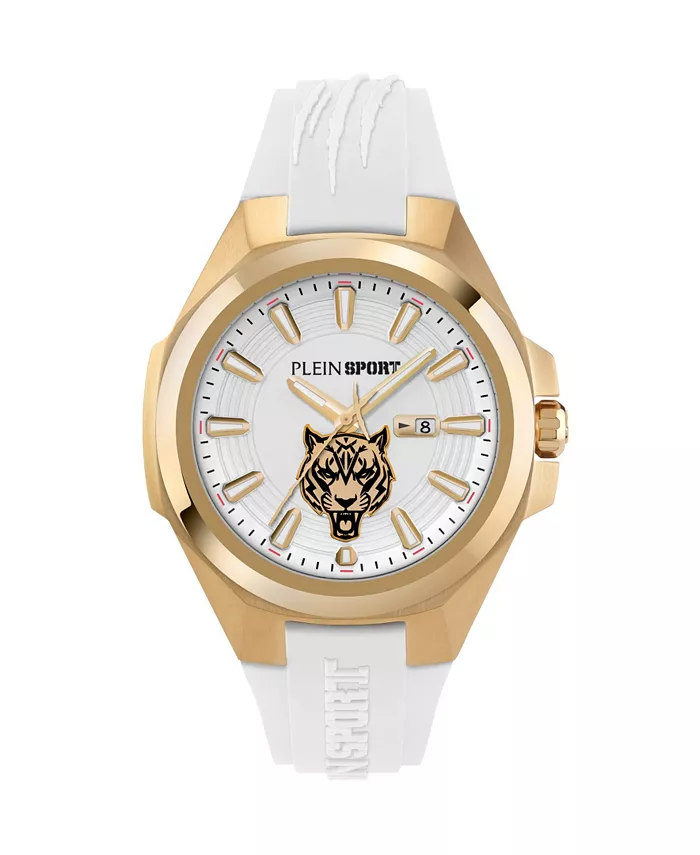 

Мужские часы Tigermaster Three Hand Date Quartz с белым силиконовым ремешком, 47 мм Plein Sport