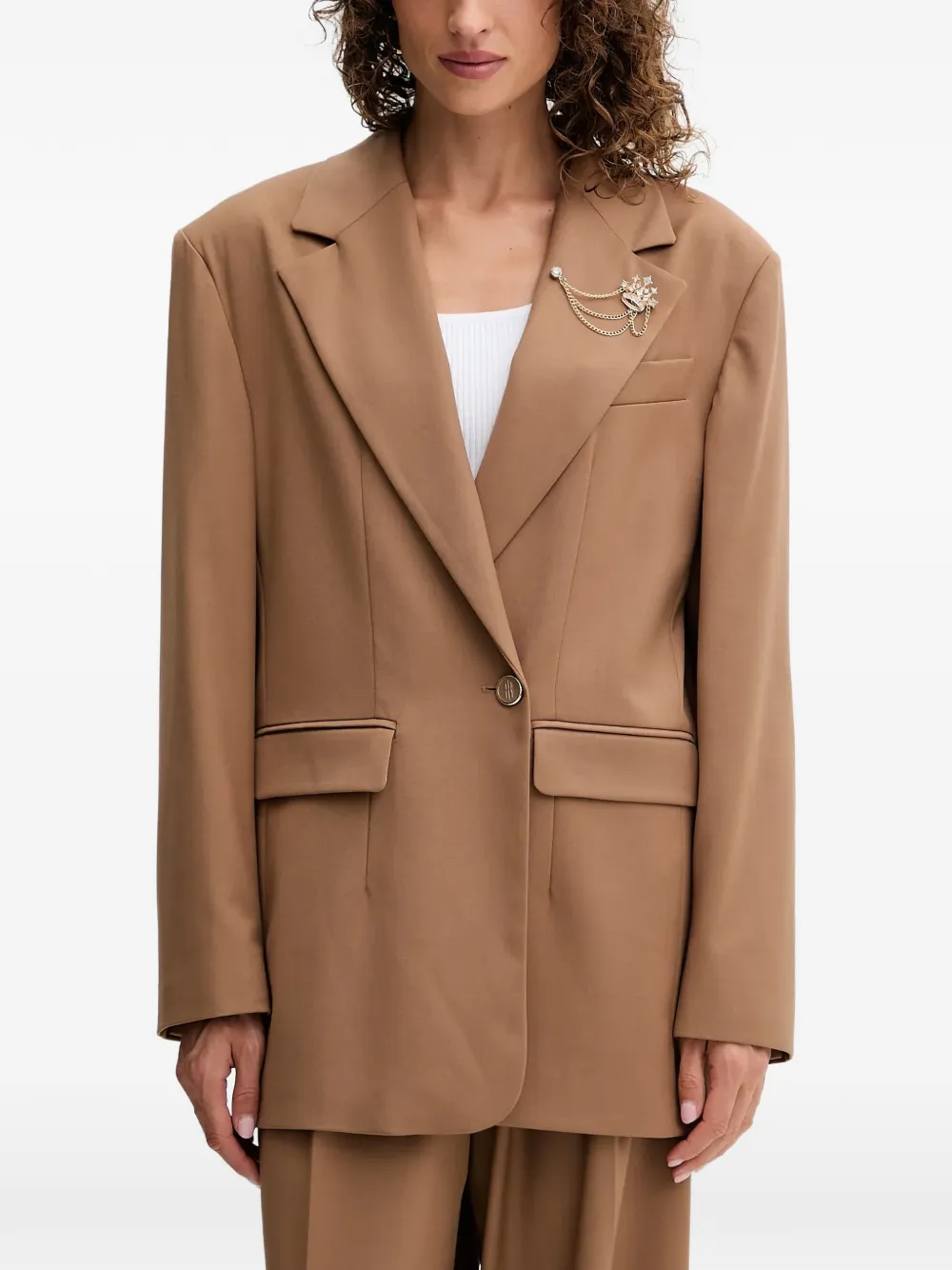 

Длинный пиджак с украшением в виде короны Fracomina, коричневый