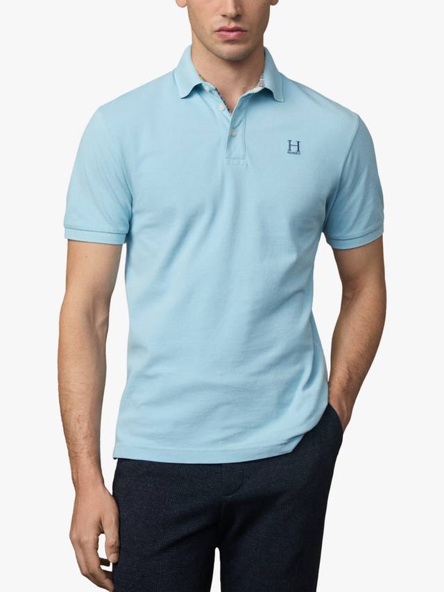 

Классическая хлопковая поло с короткими рукавами Hackett London, Wave Blue