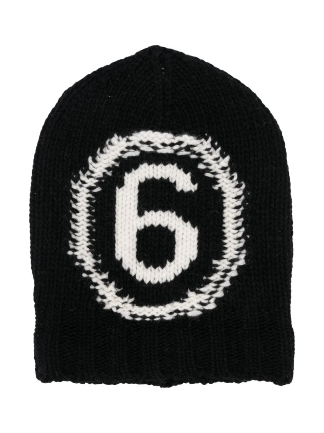 

MM6 Maison Margiela Kids шапка бини вязки интарсия с логотипом, черный