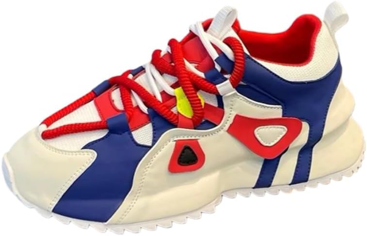 

Модные мужские кроссовки с отделкой из разных материалов и толстой подошвой. Большой размер. Удобные и дышащие. Молодежные и энергичные Clolinde, белый/синий