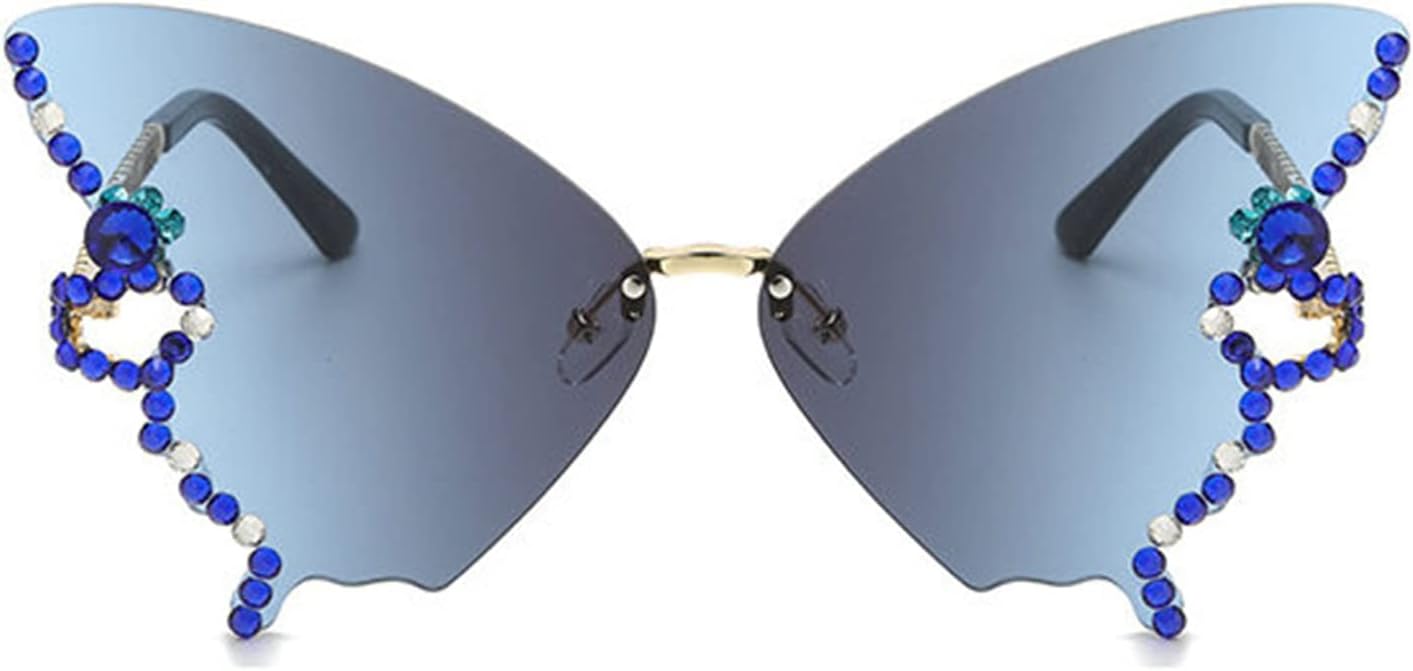 

Женские солнцезащитные очки Helena в форме бабочки с бриллиантовой оправой, без оправы, с защитой от УФ-излучения, для вождения, рыбалки, походов и активного отдыха, Grey Blue