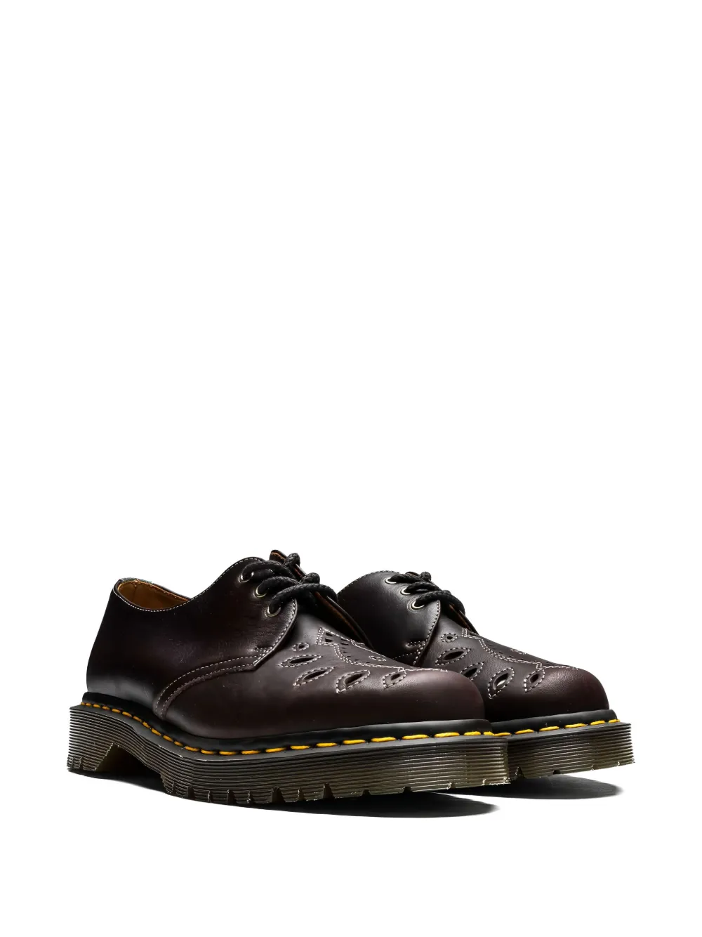 Мужские ботинки Dr. Martens перфорированные кожаные, коричневый — фото 2