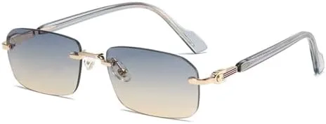 

Солнцезащитные очки в стиле ретро 2026 года, без оправы, для женщин, квадратные очки, защита от УФ-излучения и бликов, оправы для вождения, мужские MTZJH, C3