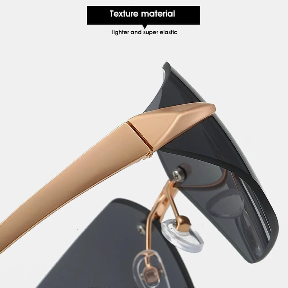 

Солнцезащитные очки без оправы 2027 года для женщин, стильные черные солнцезащитные очки, очки-козырьки для мужчин в металлической оправе MTZJH, Gold Black