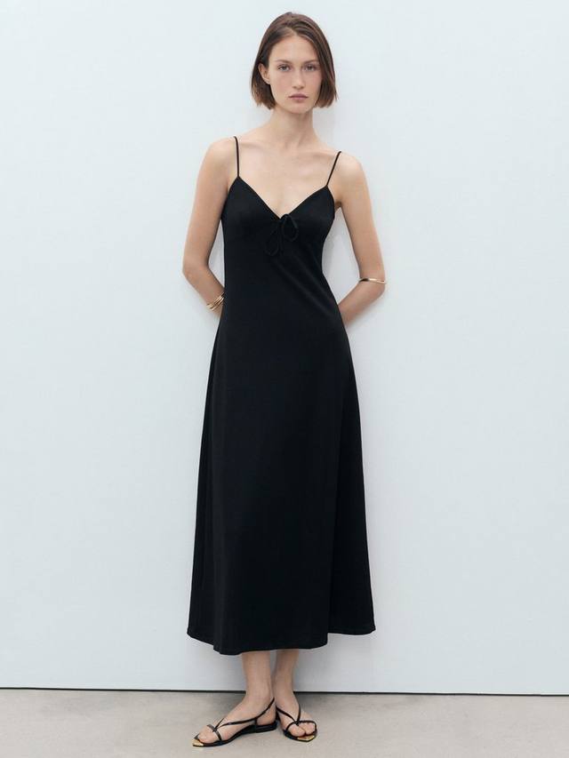 

Платье Mario с бантом и тонкими бретелями Mango, Black