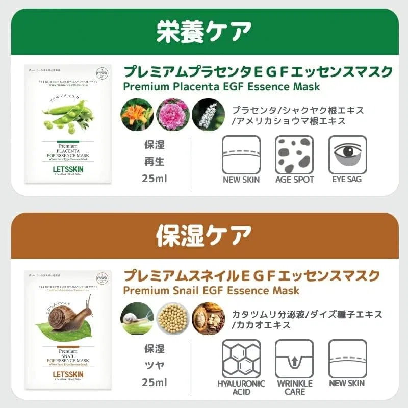 Набор листовых масок Dermal Japan Lets Skin EGF Premium, 50 шт — фото 3