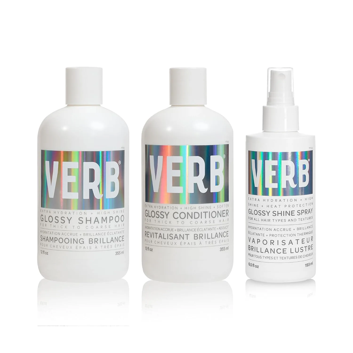 Шампунь VERB Glossy - очищает и придает блеск густым и жестким волосам - веганский продукт, не содержит парабенов и вредных сульфатов. Набор Glossy (3 упаковки)