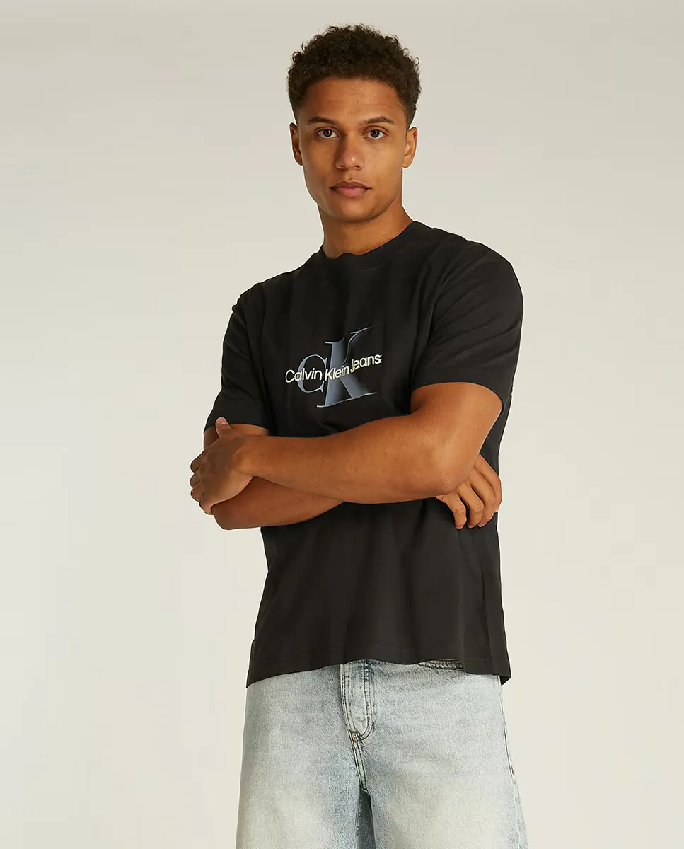 

Мужская футболка с коротким рукавом и монограммой Calvin Klein Jeans, черный