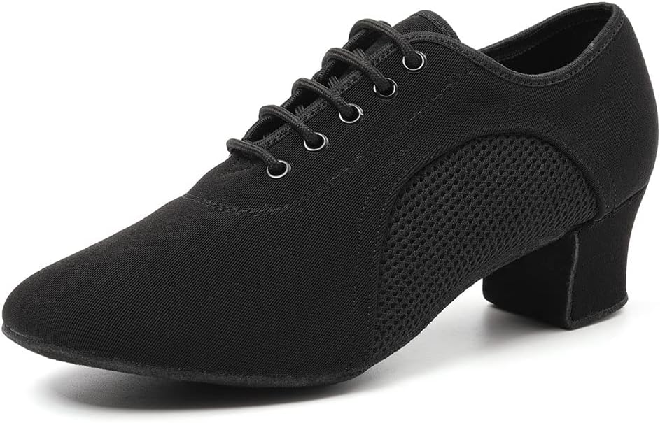 

Туфли для латинских танцев JUODVMP для женщин и мужчин, для практики, с завязками, закрытый носок, стандартные бальные, для обучения и выступлений, модель LHD-NJB, черный
