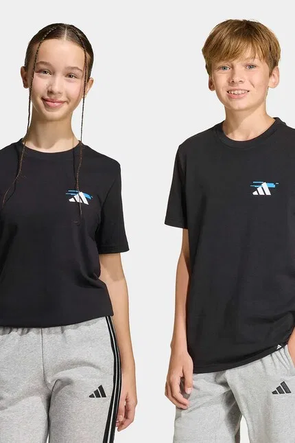Футболка детская из хлопка Adidas, черный — фото 3