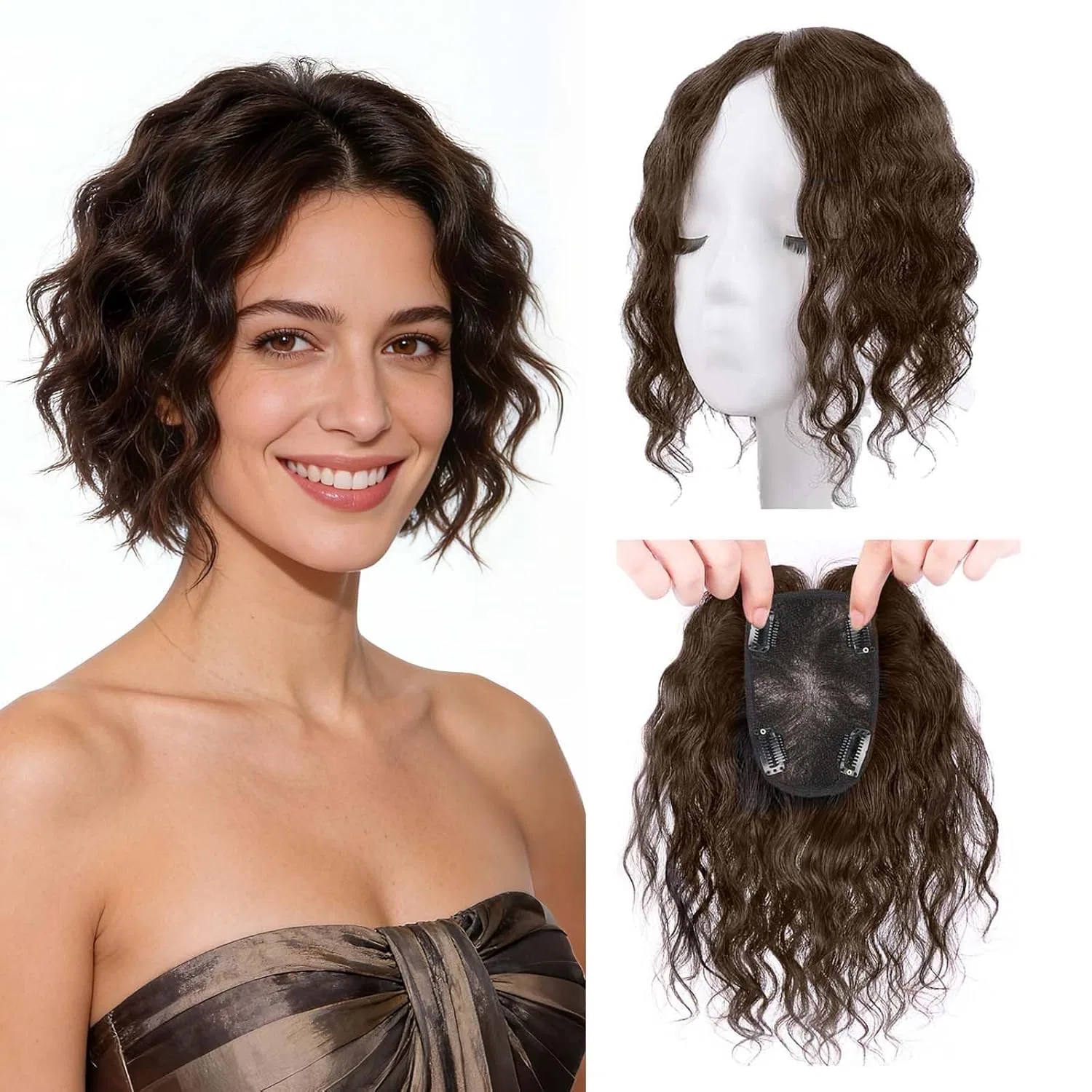 Женский кудрявый накладной парик из натуральных волос Eree Hair, Mocha Brown