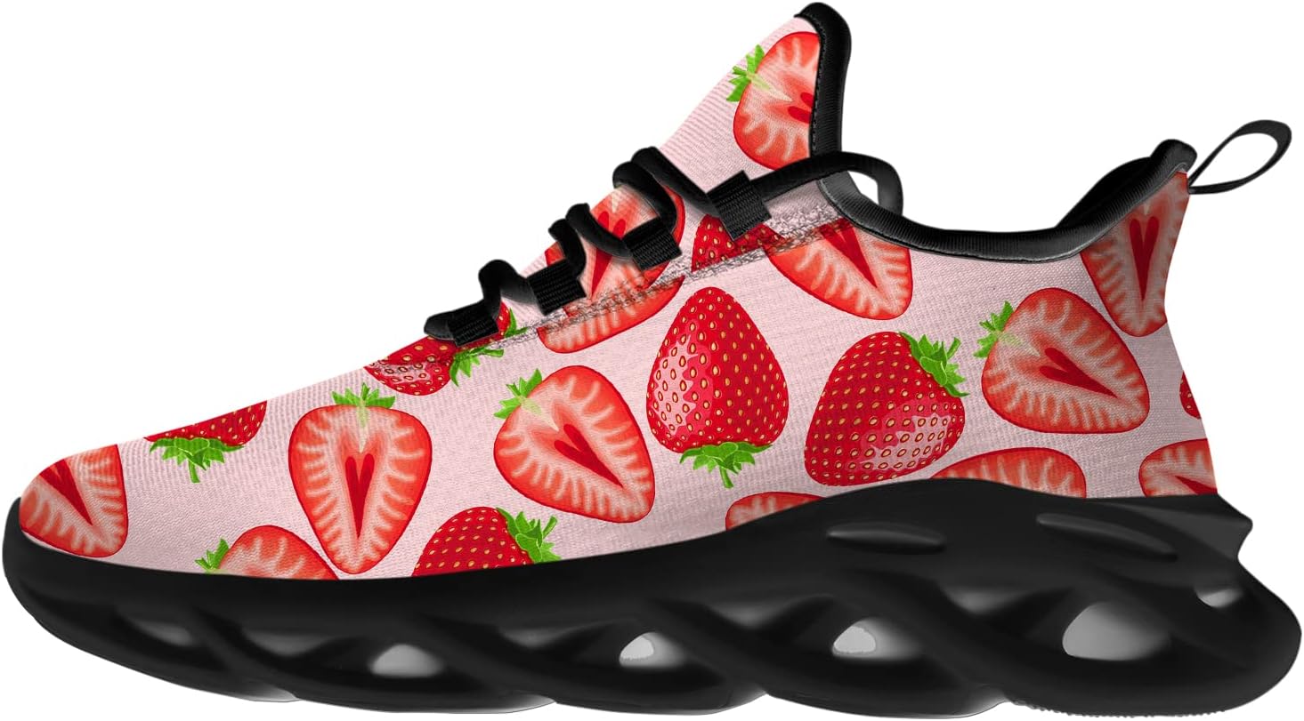 

Мужские и женские кроссовки Ciadoon Strawberry для бега по дорогам, спортивной ходьбы и тенниса, дышащие кроссовки, подарки для мальчиков и девочек, Multicolor