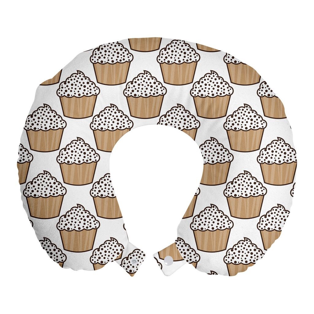 

ABAKUHAUS Cupcake Дорожная подушка для шеи, Маффин со взбитыми сливками, Пенопластовые дорожные принадлежности для самолета и автомобиля, 30x30 см, Белый верблюд