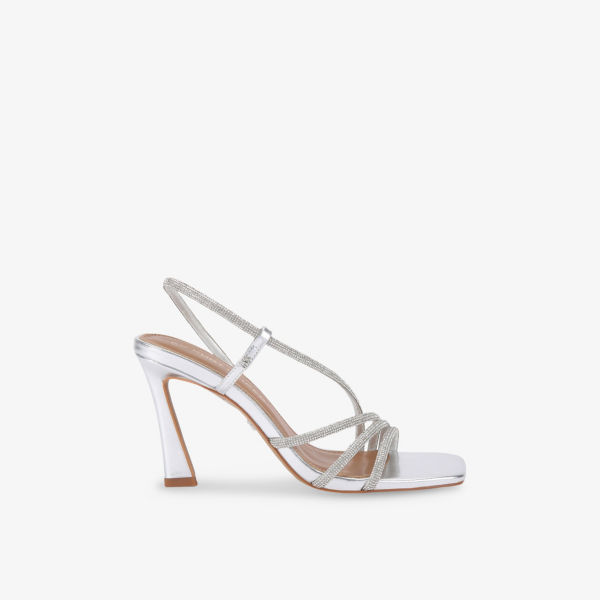 Босоножки Kg Kurt Geiger на каблуке с пайетками, серебряный