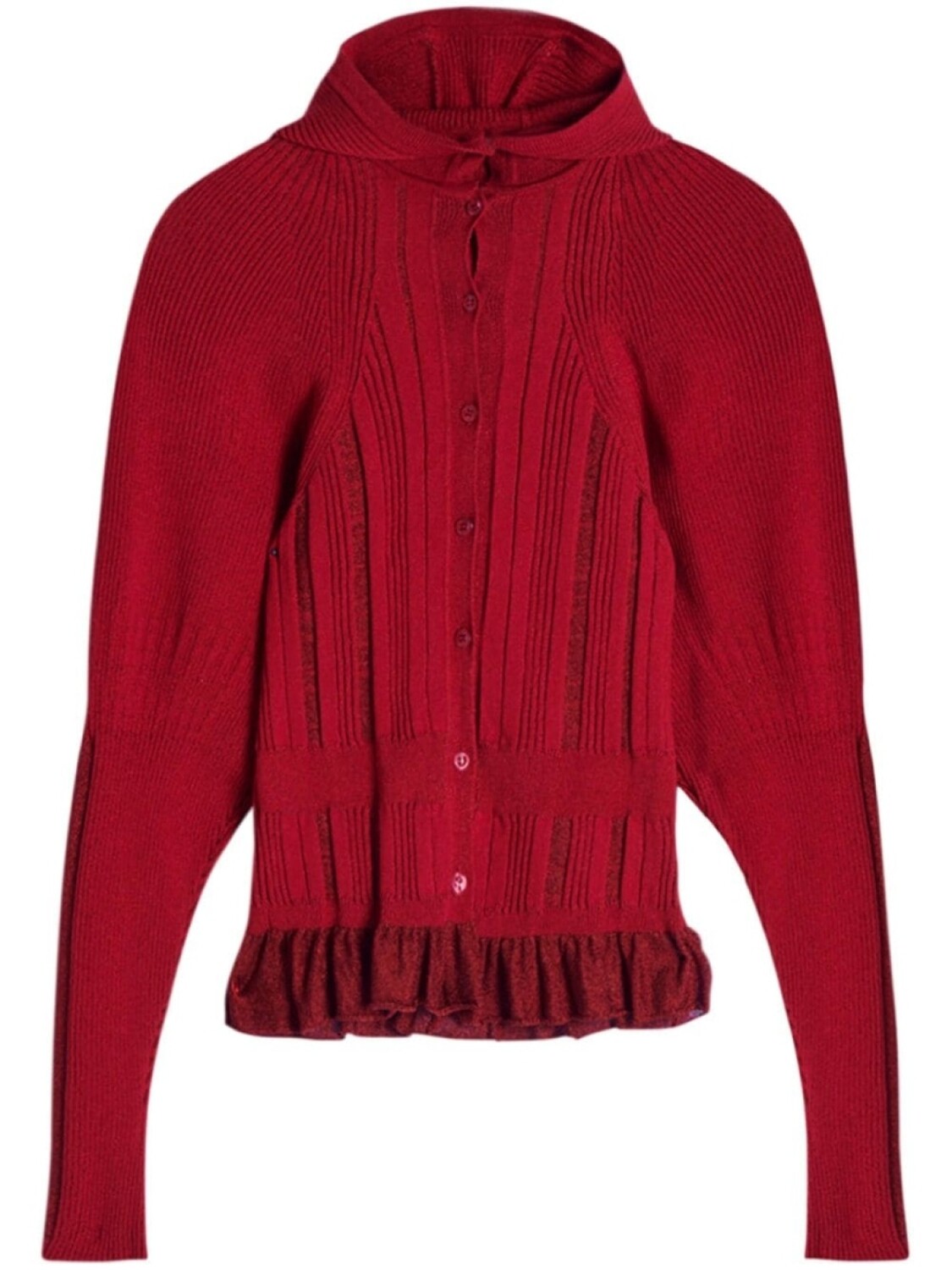 

Simone Rocha кардиган с капюшоном в рубчик, красный